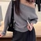 Korean Fashion Sweater, Thick Off Shoulder Top, Loose Casual Autumn Outwear Pull