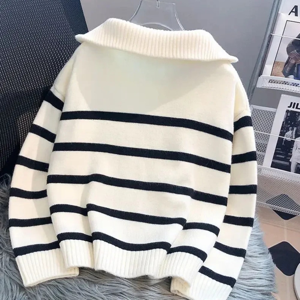 Premium Women Spring and Autumn Underwear, New Zipper Stripe Underlay, Short Style Sweater for Female