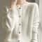 Korean Style Wool Cardigan, Soft O-Neck Cashmere Sweater, OL Buttoned Knitwear, Casual Top Clothing