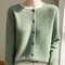 Korean Style Wool Cardigan, Soft O-Neck Cashmere Sweater, OL Buttoned Knitwear, Casual Top Clothing