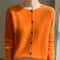 Korean Style Wool Cardigan, Soft O-Neck Cashmere Sweater, OL Buttoned Knitwear, Casual Top Clothing