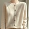 Korean Style Wool Cardigan, Soft O-Neck Cashmere Sweater, OL Buttoned Knitwear, Casual Top Clothing