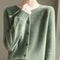 Korean Style Wool Cardigan, Soft O-Neck Cashmere Sweater, OL Buttoned Knitwear, Casual Top Clothing