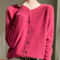 Korean Style Wool Cardigan, Soft O-Neck Cashmere Sweater, OL Buttoned Knitwear, Casual Top Clothing