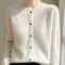 Korean Style Wool Cardigan, Soft O-Neck Cashmere Sweater, OL Buttoned Knitwear, Casual Top Clothing