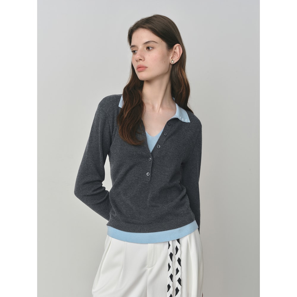 New Autumn Womens Knitted Sweater Vintage Cozy Cable Knit Top Color Block Barenia Style Fake TwoPie