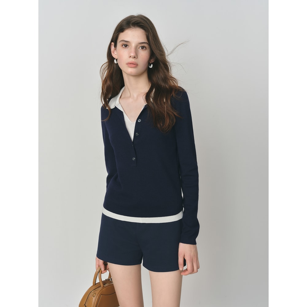 New Autumn Womens Knitted Sweater Vintage Cozy Cable Knit Top Color Block Barenia Style Fake TwoPie