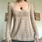 Aesthetic Grunge Babydoll Knitted Sweater, Cottage Milkmaid Pullovers, Knitwear T-shirts for Women