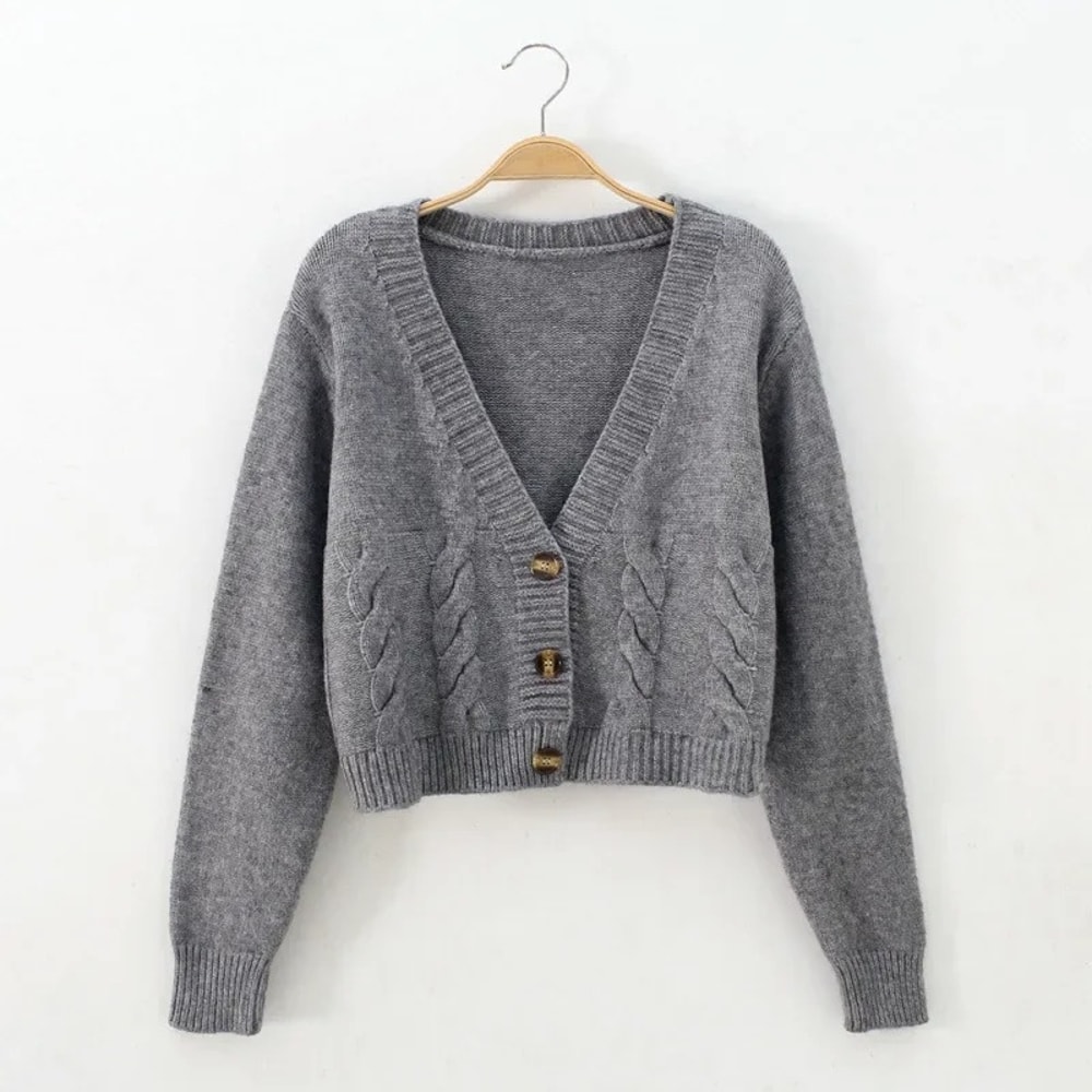Long Sleeve Twist Knitted Sweater Cardigan Women Coats Autumn Winter Warm Korean Fashion Jacket