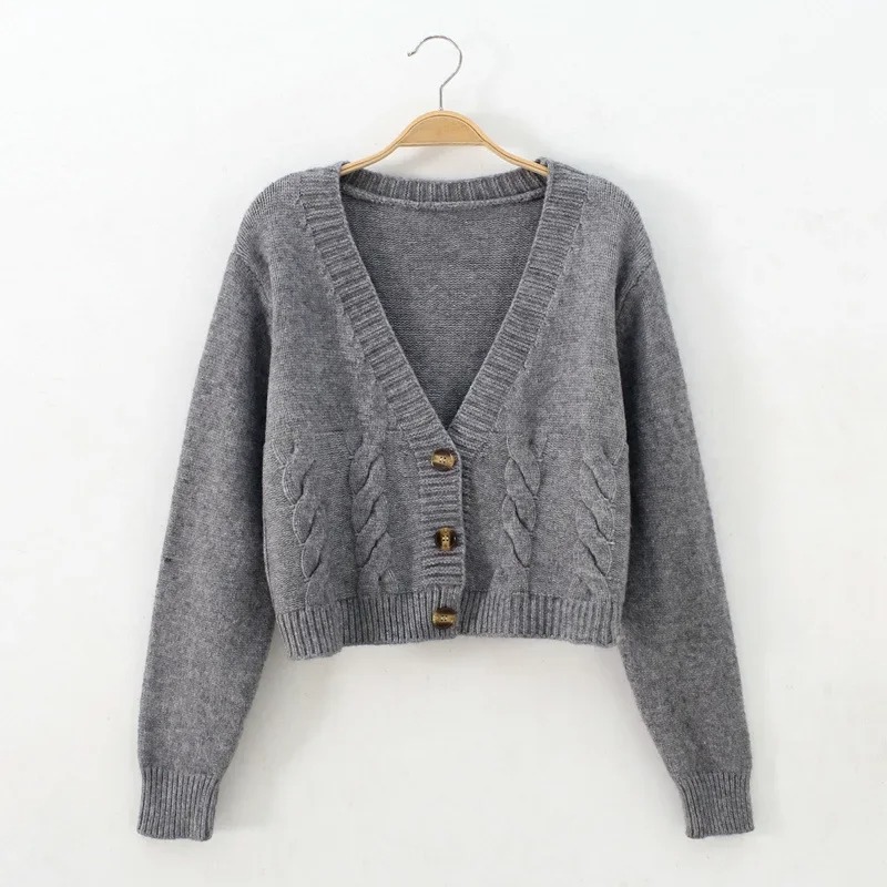 Long Sleeve Twist Knitted Sweater Cardigan Women Coats Autumn Winter Warm Korean Fashion Jacket