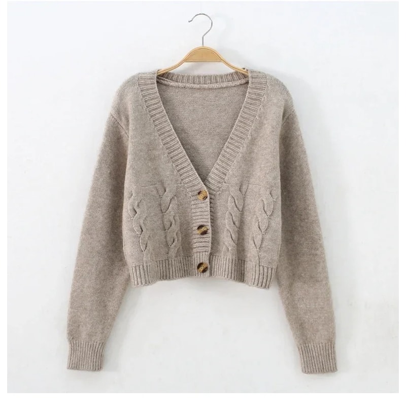 Long Sleeve Twist Knitted Sweater Cardigan Women Coats Autumn Winter Warm Korean Fashion Jacket