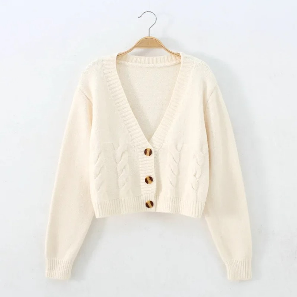 Long Sleeve Twist Knitted Sweater Cardigan Women Coats Autumn Winter Warm Korean Fashion Jacket