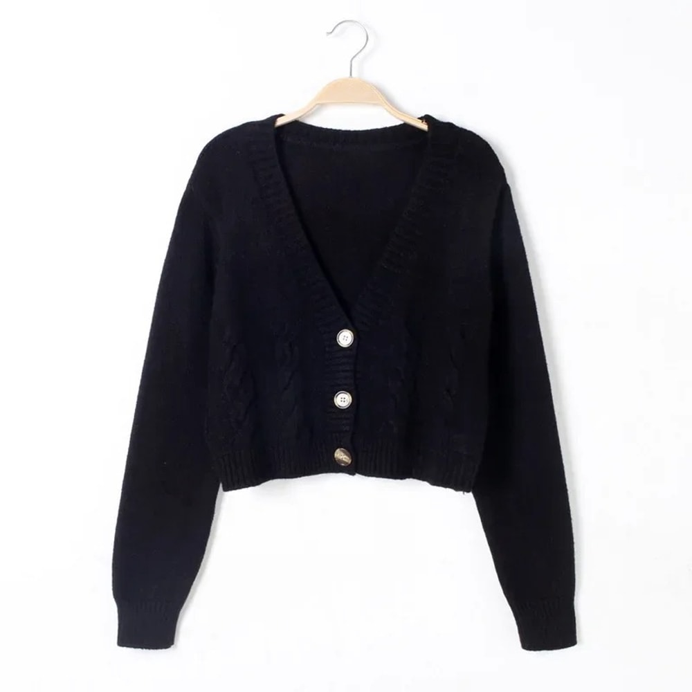 Long Sleeve Twist Knitted Sweater Cardigan Women Coats Autumn Winter Warm Korean Fashion Jacket