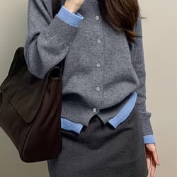 gray soft knitted sweater top, autumn and winter new fashion woman sweater, casual and versatile button-up cardigan jack