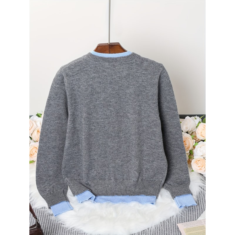 Gray Soft Knitted Sweater Top, Autumn and Winter New Fashion Woman Sweater, Casual and Versatile Button-up Cardigan Jack