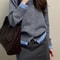 Gray Soft Knitted Sweater Top, Autumn and Winter New Fashion Woman Sweater, Casual and Versatile Button-up Cardigan Jack