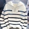 Thickened Zipper Striped Undershirt Short Pullover, Autumn and Winter New Fashion Woman Sweater Top Women's Clothing