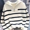 Thickened Zipper Striped Undershirt Short Pullover, Autumn and Winter New Fashion Woman Sweater Top Women's Clothing