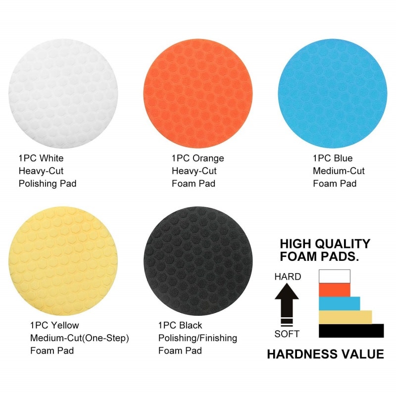 Auto Self-Adhesive Car Polishing Pad Kit, Buffing Waxing Sponge Wheel Polishing Pad for Drill