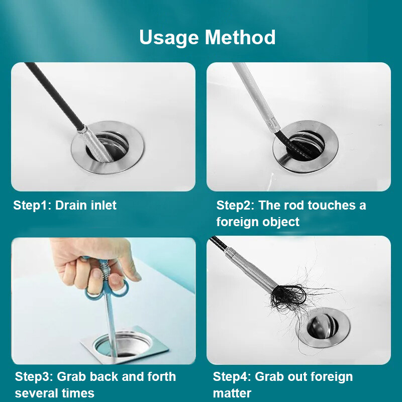 Spring Pipe Dredging Tool for Kitchen, Bathroom, and Sewer Cleaning, Pipe Unblocker Snake