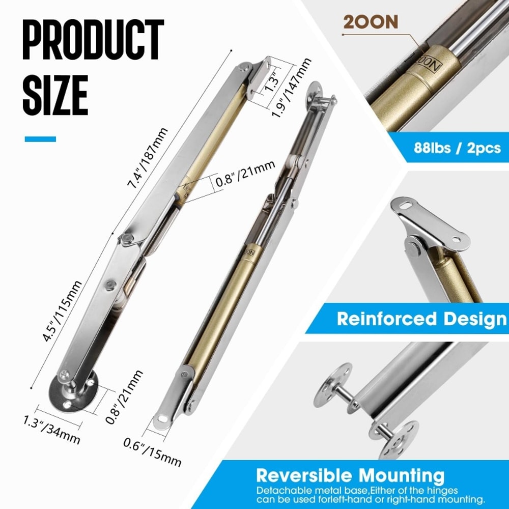 Automatic Struts Soft Close Lid Support Hinges Safe Pneumatic Lid Lifters 3