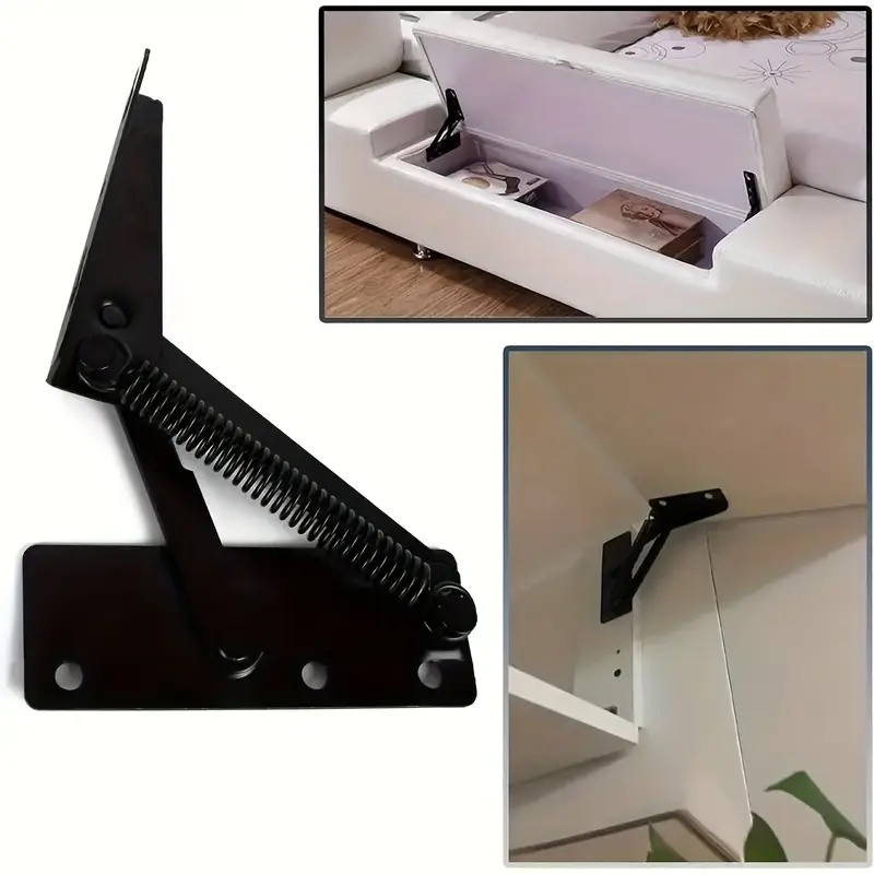 Cabinet Door Lift Up Bracket with Spring Hinge, Workbench Hinge Stay Flap Sofa Bed Support