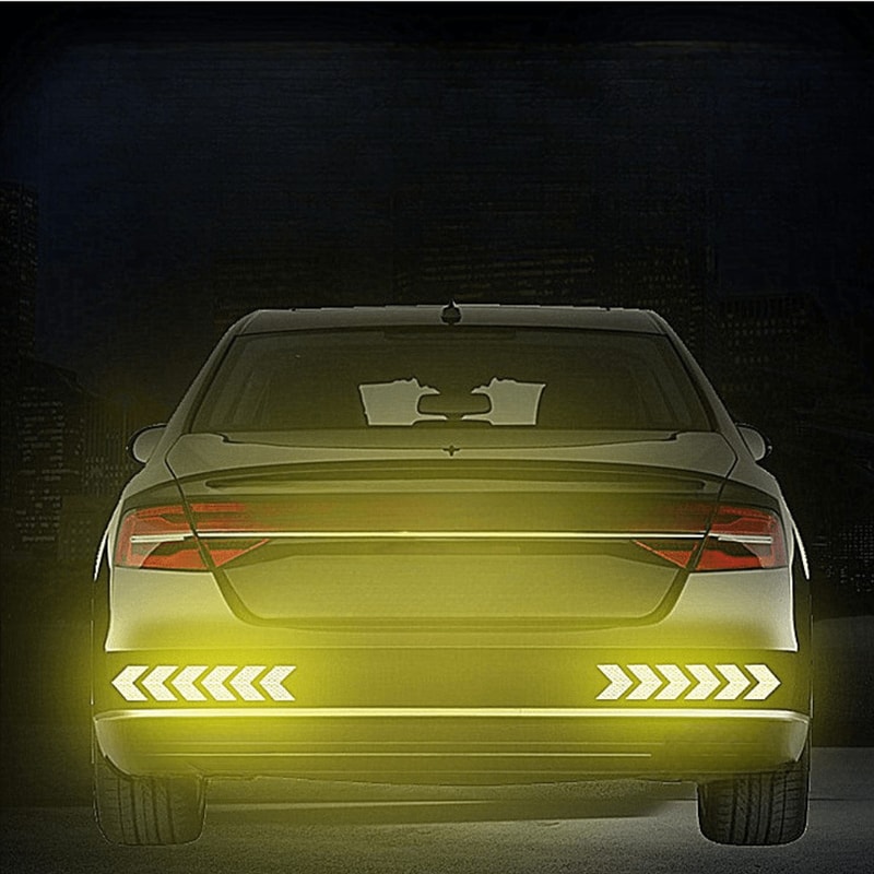 Reflective Arrow Safety Sticker for Car Bumper, Motorcycle Trunk Reflector Hazard Tape