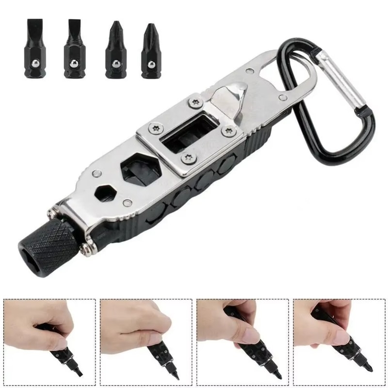 Portable Steel Repair Tool, Multifunctional Mini Screwdriver for Outdoor, EDC Keychain Shape Tool
