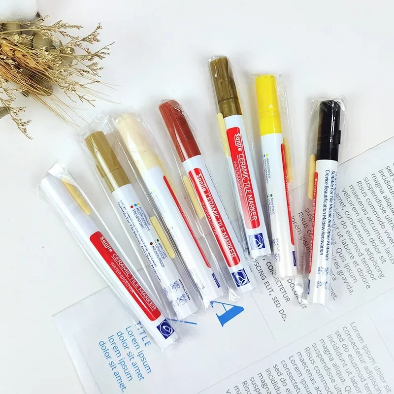 Waterproof Whiteboard Color Repair Pen for Tile Bathroom Wall, Floor Tile Gap Color Fix and Anti-Mildew Solution
