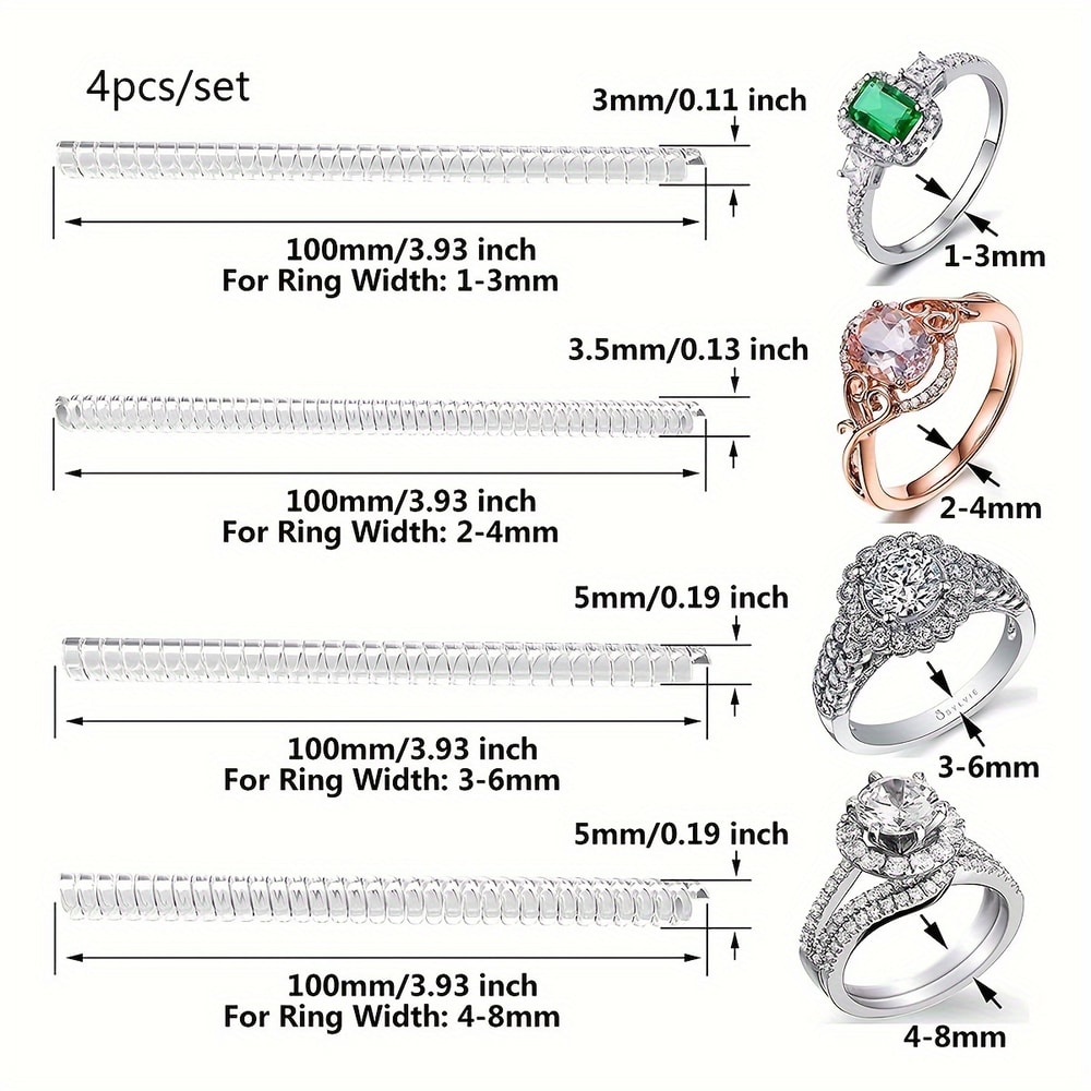 Spiral Ring Gasket Jewelry Fastener, Invisible Ring Size Adjuster, Ring Protection Adjuster for Loose Rings