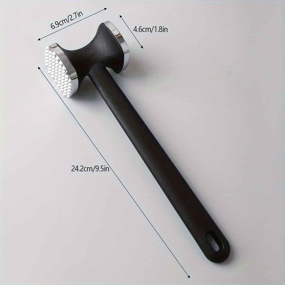 Stainless Steel Heavy Duty Meat Tenderizer Hammer, Rubber Grip for Easy Pounding and Tenderizing in Kitchen