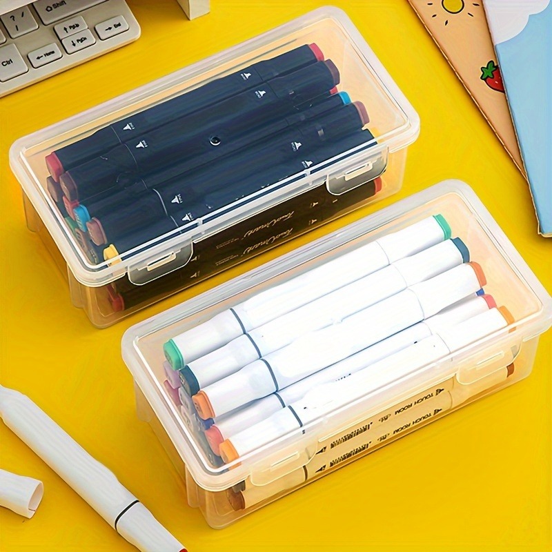 Portable Tension Mount Storage Organizer for Oil Pastels, Crayons, Capacity Transparent Plastic Pencil Boxes