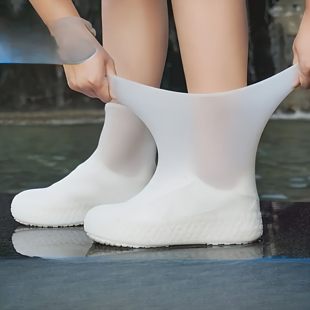 Reusable Waterproof Silicone Shoe Covers, Non-Slip Rubber Rain Boots for Wet Weather