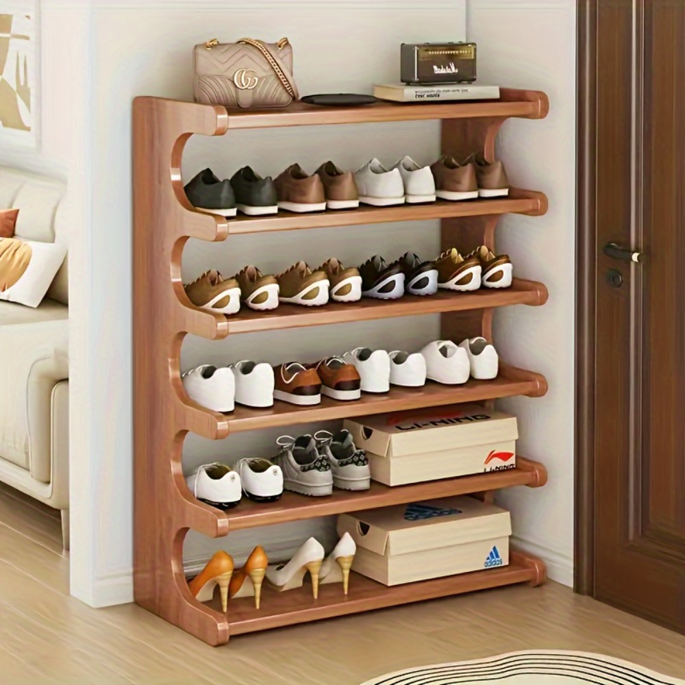 Wooden Shoe Cabinet Multifunctional Bamboo Shoe Storage Rack Simple Chinese Style Organizer 4