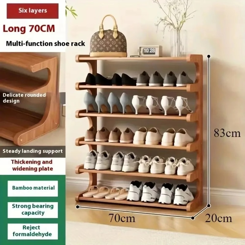 Wooden Shoe Cabinet Multifunctional Bamboo Shoe Storage Rack Simple Chinese Style Organizer 5