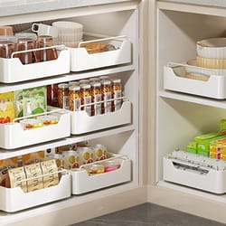 practical simple storage box with slide rail pull-out, high temperature resistant, nail free installation kitchen