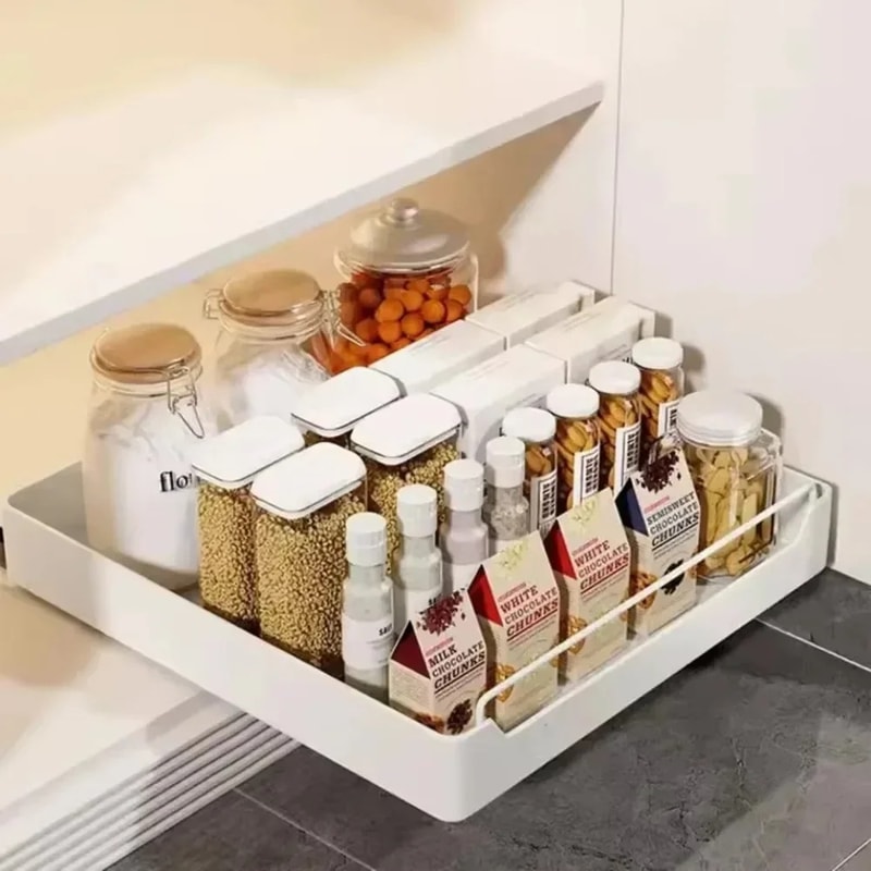 Practical Simple Storage Box with Slide Rail Pull-out, High Temperature Resistant, Nail Free Installation Kitchen