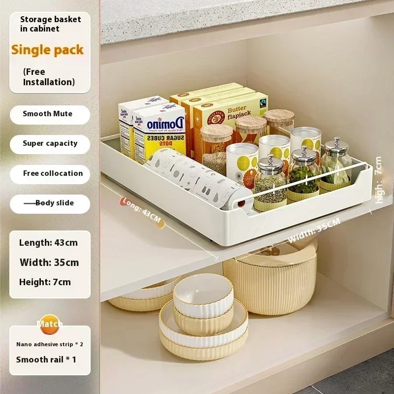 Practical Simple Storage Box with Slide Rail Pull-out, High Temperature Resistant, Nail Free Installation Kitchen