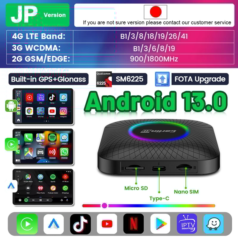 Smart TV Box For Cars Led Wireless Android Auto CarPlay Support YouTube Netflix 2