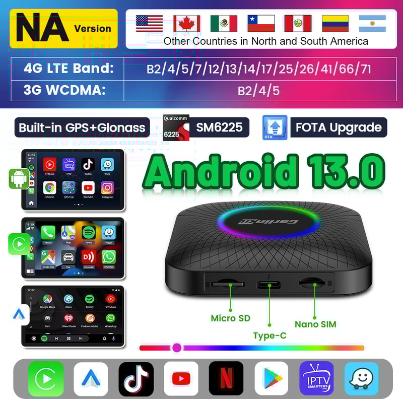 Smart TV Box For Cars Led Wireless Android Auto CarPlay Support YouTube Netflix 4