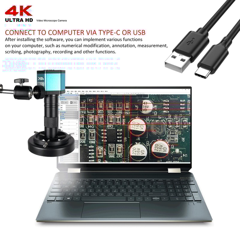 Phone PCB Soldering Microscope Camera, LED Light Lens, Foldable Bracket for Precise Viewing