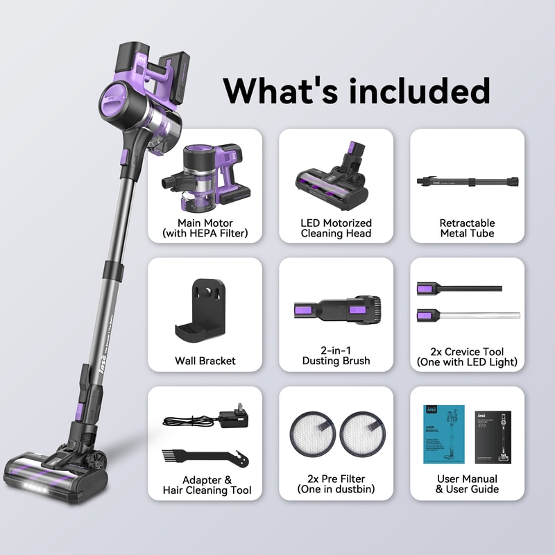 Rechargeable Battery Vacuum with Powerful Suction, Max Min Runtime