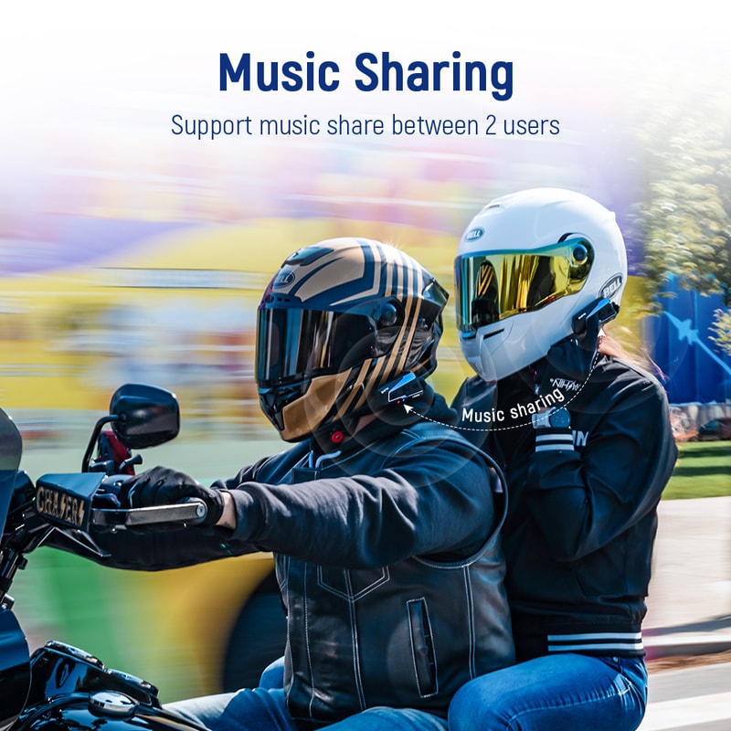 BT Wireless Communication Motorcycle Intercom Helmet Headsets Music Sharing For Riders 3