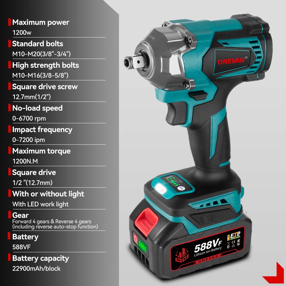 Cordless Portable Screwdriver Drill Tools Brushless Electric Impact Wrench For Makita Battery Pin 1