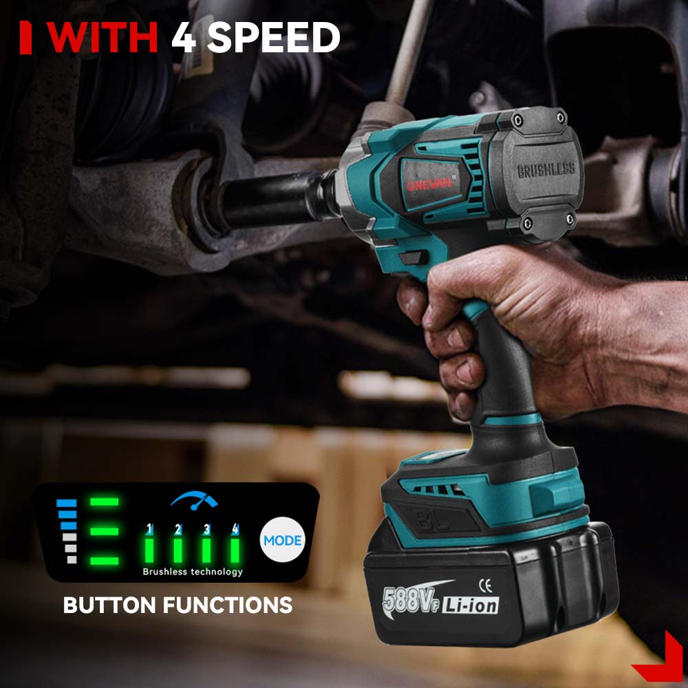 Cordless Portable Screwdriver Drill Tools Brushless Electric Impact Wrench For Makita Battery Pin 4