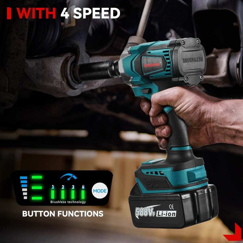 Cordless Portable Screwdriver Drill Tools Brushless Electric Impact Wrench For Makita Battery Pin 4