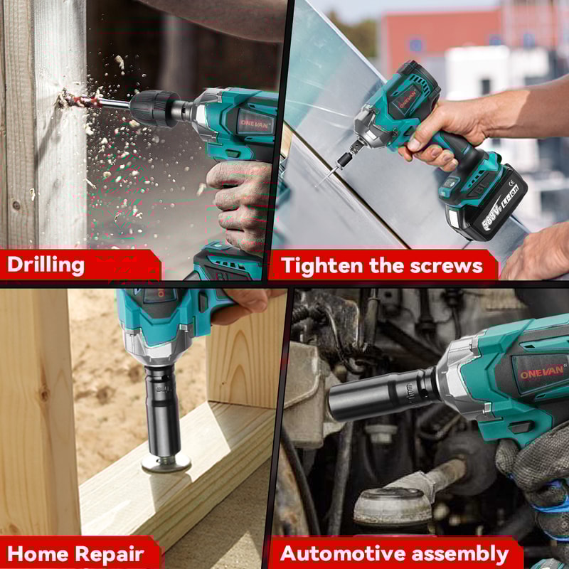 Cordless Portable Screwdriver Drill Tools Brushless Electric Impact Wrench For Makita Battery Pin 5