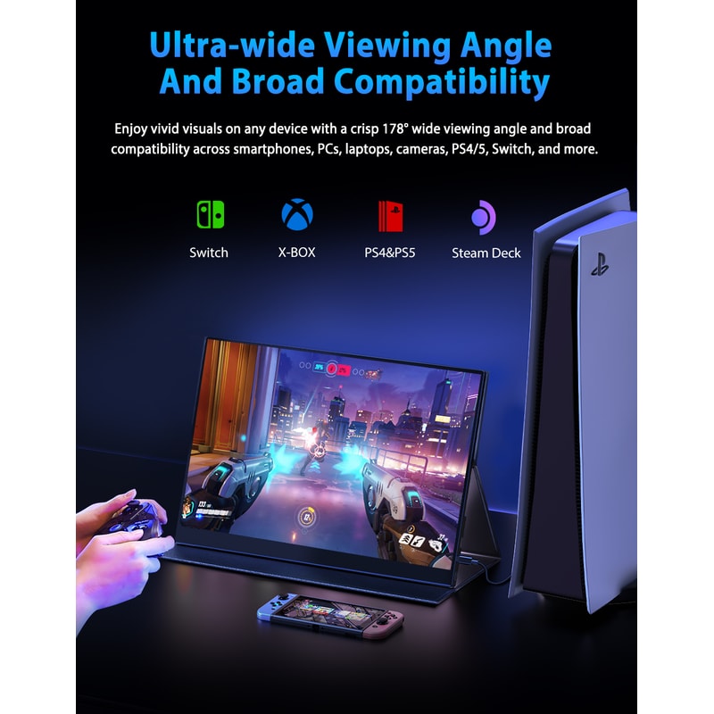RGB Portable Gaming Monitor For Xbox Switch Laptop Mac And Phone 3