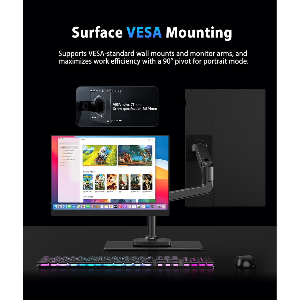 RGB Portable Gaming Monitor For Xbox Switch Laptop Mac And Phone 4