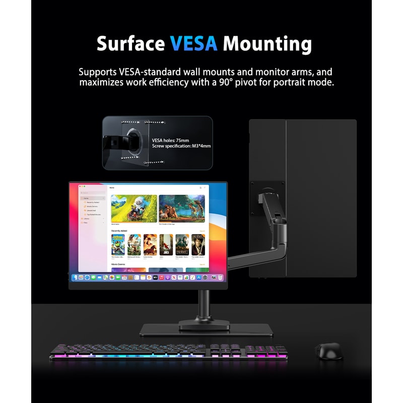 RGB Portable Gaming Monitor For Xbox Switch Laptop Mac And Phone 4